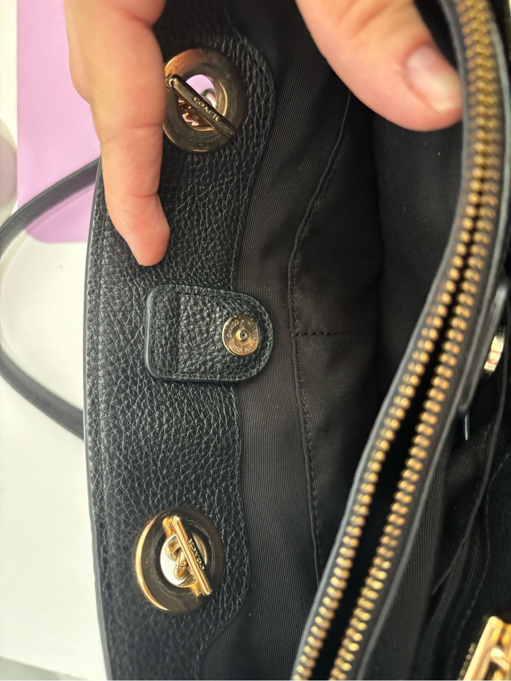 Coach Brooke Chain Carryall Black Pebble Leather (F37796) - Picture 16 of 16